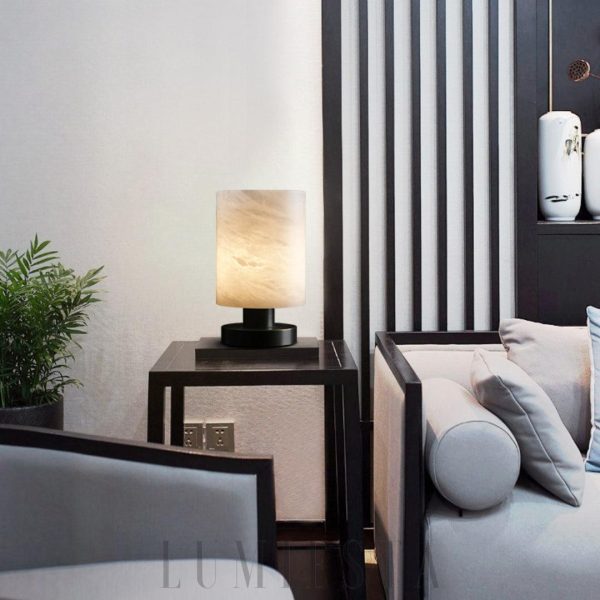 wm_11623370590570484446.jpg Siena - Lampka stołowa LED marmurowy klosz czarna/biała 14cm