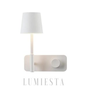 Nowoczesna lampa ścienna biała stylowy detal w sypialni