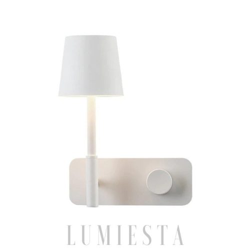 Nowoczesna lampa ścienna biała stylowy detal w sypialni