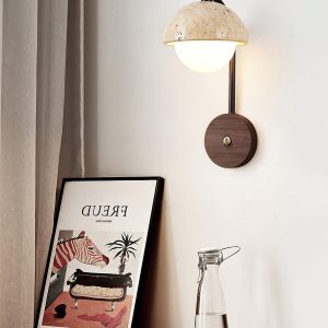 Wella - Lampa ścienna Travertine, nowoczesna, orzech