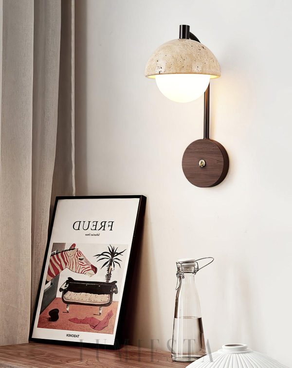 Wella - Lampa ścienna Travertine, nowoczesna, orzech