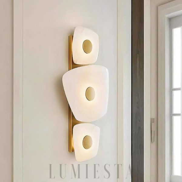 Lampa ścienna Holmdel Alabaster 29 cm biała/złota ciepłe LED