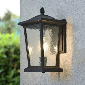Zewnętrzna szklana lampa ścienna w kształcie klatki