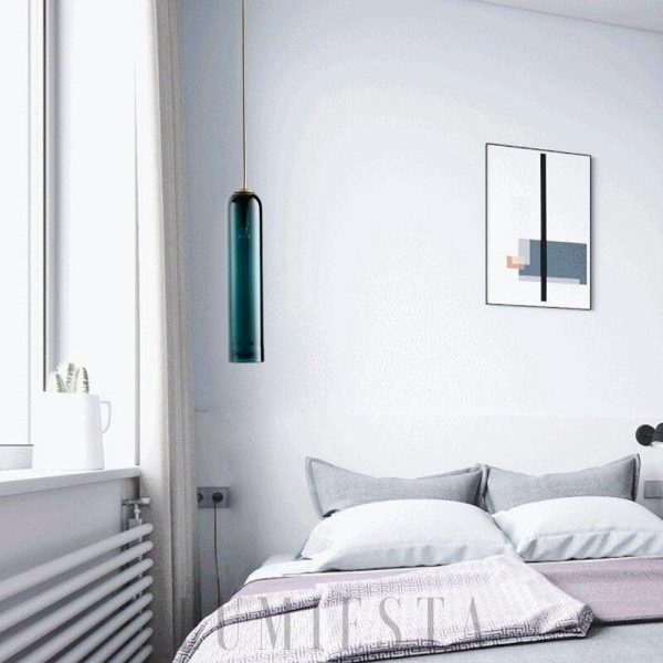 Lampa wisząca szklana w kształcie tuby elegancki design