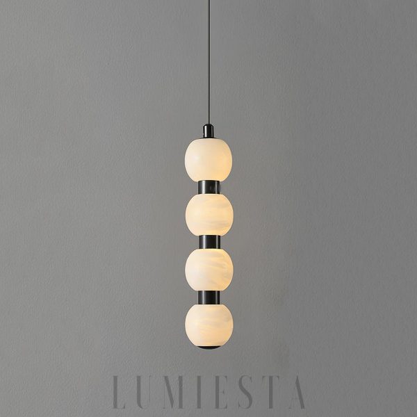 Nowoczesna lampa wisząca Orbique alabastrowe kule 8 kul