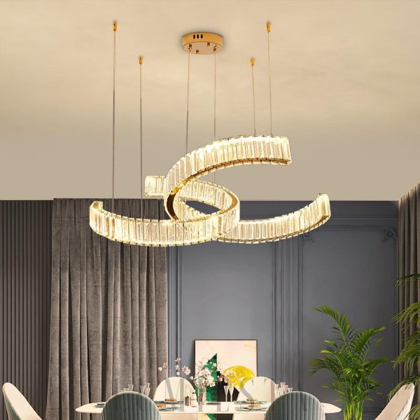 Vortex - Złoty żyrandol 150 cm z kryształami, nowoczesny