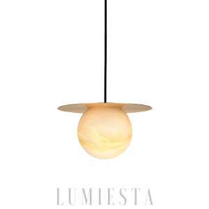 wm_11749048049180390098.jpg Borra - Lampa wisząca w stylu mosiądzu z alabastrową kulą