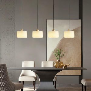 Nevis - Elegancka biała cylindryczna lampa z alabastru