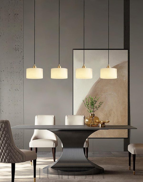 Nevis - Elegancka biała cylindryczna lampa z alabastru