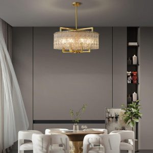 Luksusowy okrągły żyrandol kryształowy złoty 81cm