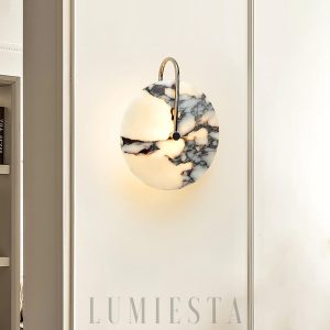 Elegancki okrągły kinkiet marmurowy 25cm biały ciepła