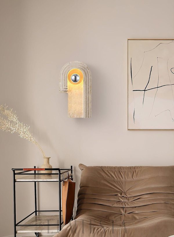 Kinkiet trawertynowy łukowy Travertine Bien elegancki 30cm