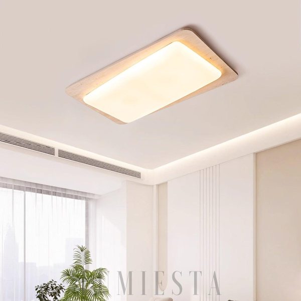 Elegancka prostokątna trawertynowa lampa sufitowa 93x54cm