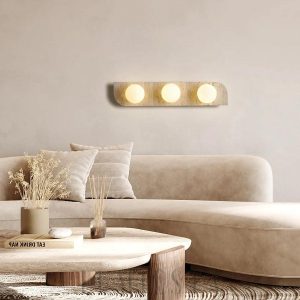 Neptune - Żółta lampa ścienna z trawertynu, nowoczesna