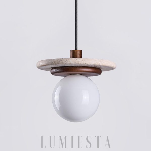 Lampa wisząca Murto trawertynowa ze szklaną kulą 20cm