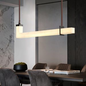 Alabastrowa lampa wisząca Axis linearna 120cm biała