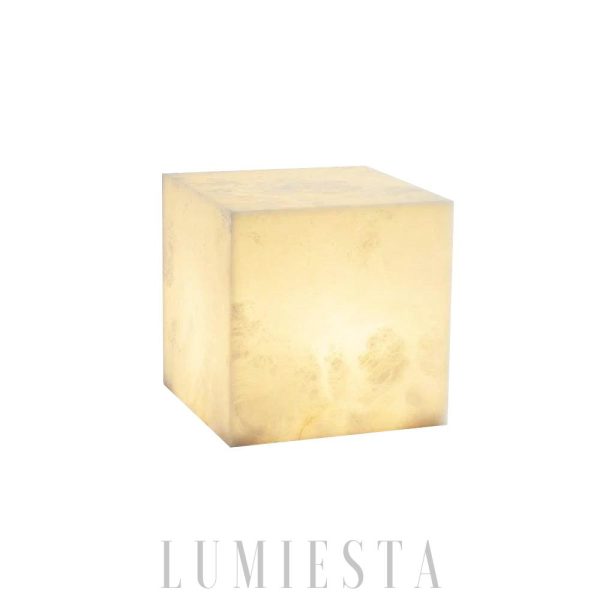 Valencia - Alabastrowa lampa stołowa, sześcian 20/30 cm