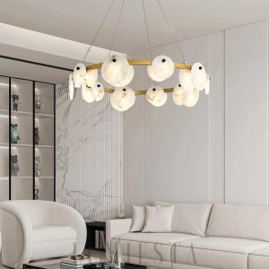 Berkeley - Alabastrowa lampa wisząca, okrągła 60/80 cm