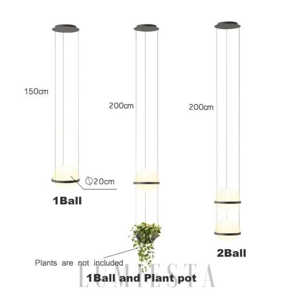Nowoczesna lampa wisząca kula z czarnym akcentem