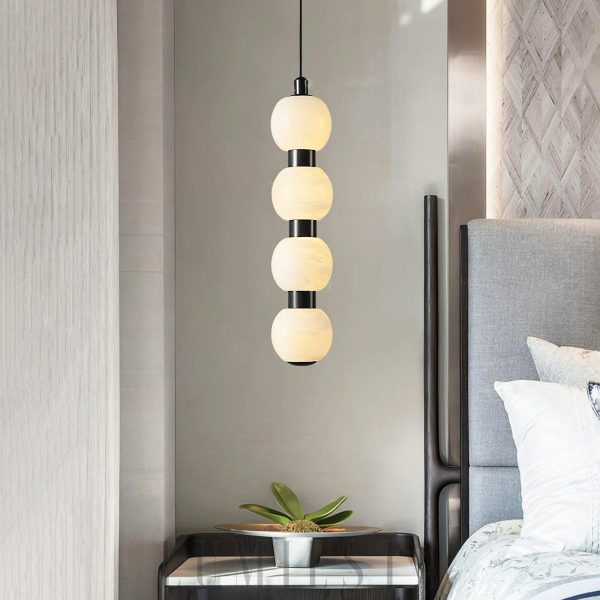 Nowoczesna lampa wisząca Orbique alabastrowe kule 8 kul
