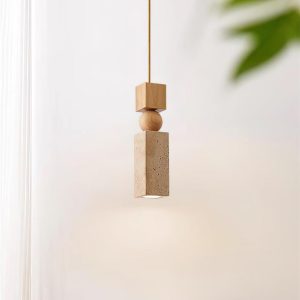 Cylindryczna lampa wisząca z trawertynu Średnica 6 5cm