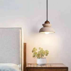 Travertynowa warstwowa lampa Średnica 18cm H14cm Beż Orzech
