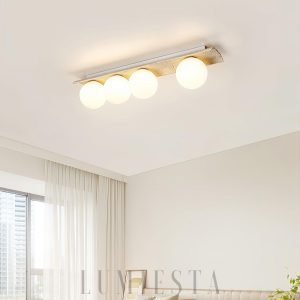 Bianca - Lampa sufitowa naturalny trawertyn, kule nowoczesna, 1/2/3/4/5-puntkowa, beżowa