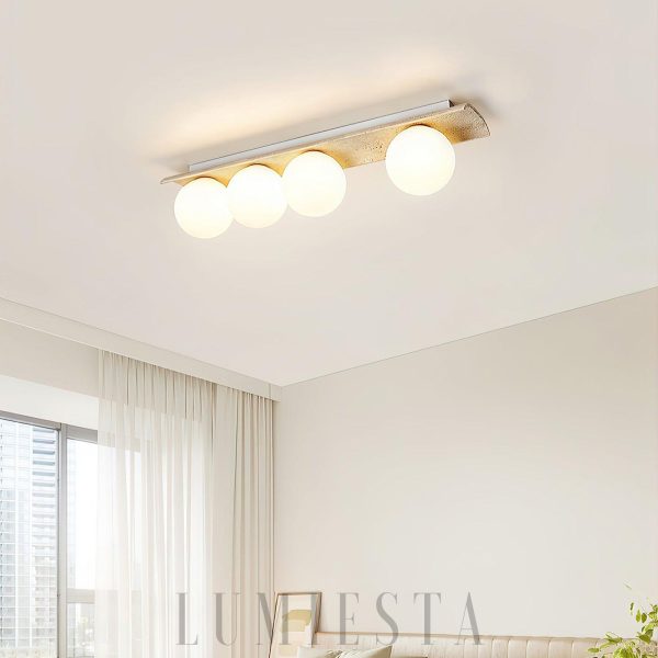 Bianca - Lampa sufitowa naturalny trawertyn, kule nowoczesna, 1/2/3/4/5-puntkowa, beżowa