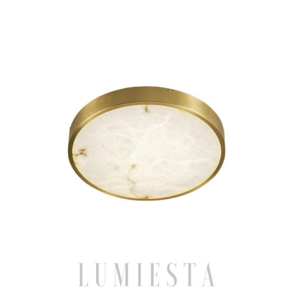 Tallinn - Geometryczna lampa sufitowa z alabastru, biała