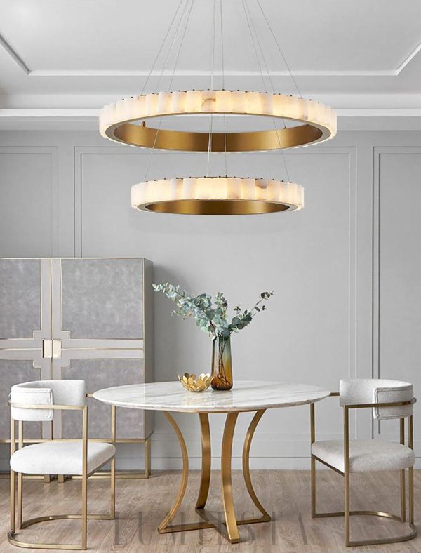 Avalon - Alabastrowy pierścień w mosiężnej oprawie