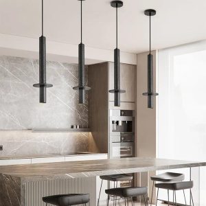 Kendal - Wisząca lampa z trawertynu — ciepłe/zimne światło