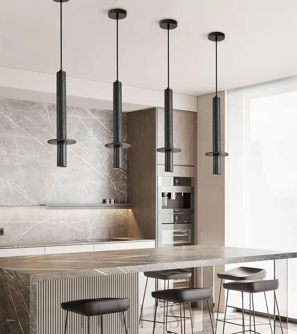 Kendal - Wisząca lampa z trawertynu — ciepłe/zimne światło