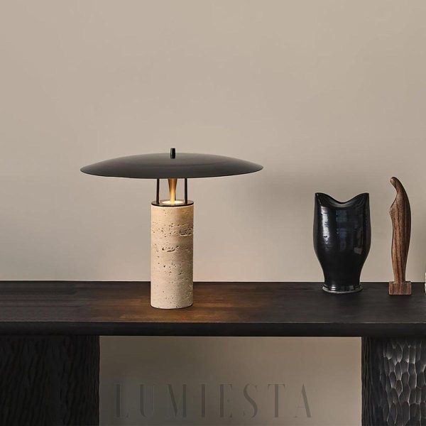 Luna - Lampa stołowa Travertine, żółto-czarna