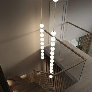 Elegancka lampa wisząca Vertical Balls, mosiądz/szkło, 3/4/5