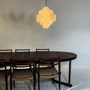 Lampa wisząca vintage Murano biały szklany żyrandol 49cm