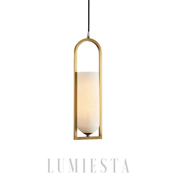 Melange - Lampa wisząca Alabaster w mosiężnej oprawie 13cm