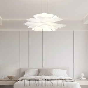 Lotus - Biała nowoczesna lampa wisząca Ø40–70 cm, do salonu