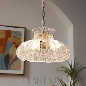 Petal Ice designerska lampa wisząca szkło lodowe złota 50cm