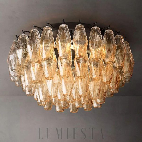 Lampa sufitowa Chara Glass 22 przezroczysta mosiężna 56cm