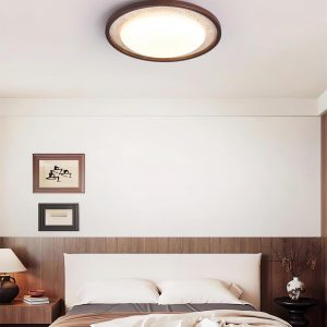 Okrągła lampa sufitowa Caldo travertyn 54cm beżowo orzechowa