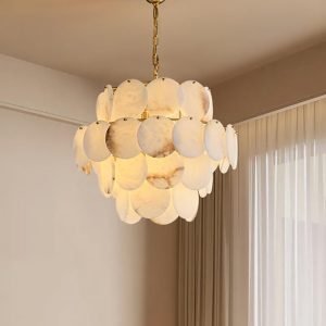 Multin - lampa wisząca w stylu alabastrowym z mosiądzu