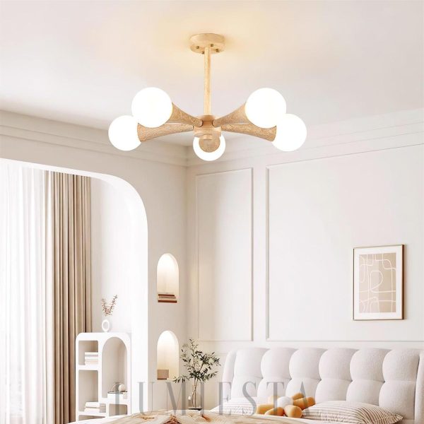 Żyrandol trawertynowy Hedra organiczny kształt 3 4 5 głów