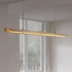 Stylowa lampa wisząca linearna mosiądz/biała 140 cm