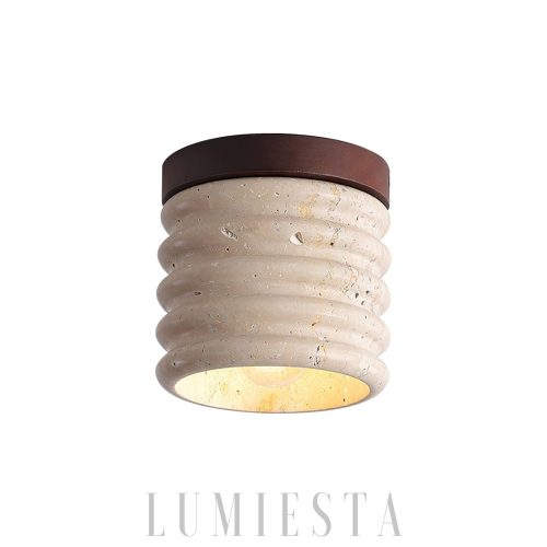 Vaarnii - Lampka sufitowa z trawertynu w beżowym stylu 12cm