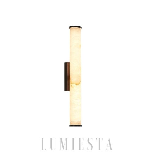 Callisto - Cylindryczna lampa ścienna Alabaster czarno-biała, Ø 50,60,80 cm, nowoczesna