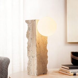 wm_12695098365601958138.jpg Lampa stołowa trawertynowa kolumna z kulistym kloszem beżowa