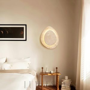 Elegancki kinkiet Alice trawertynowy owal LED 26x32cm beżowy