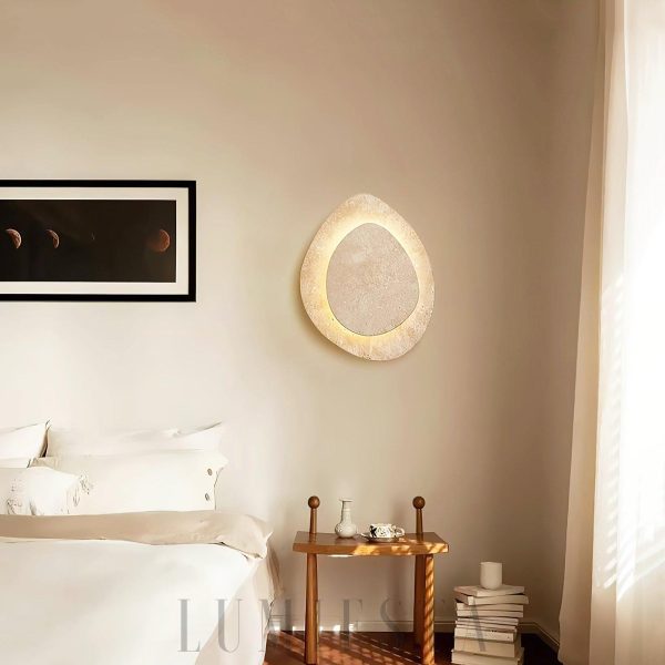 Elegancki kinkiet Alice trawertynowy owal LED 26x32cm beżowy