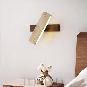 Tonya - Lampa ścienna Rectangle z travertynu — nowoczesna