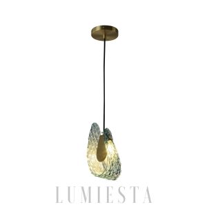  Islay - Lampa wisząca niebieskie szkło mosiężna 13cm x 23cm